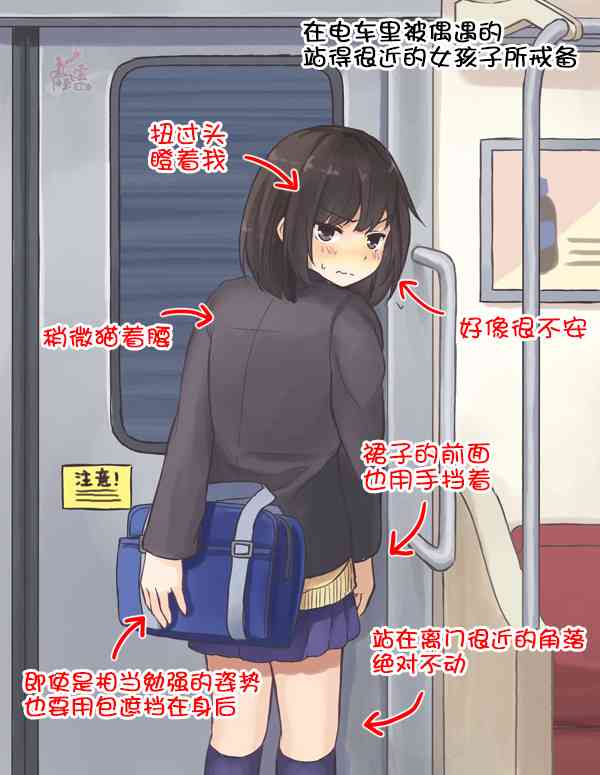 彼女的季节漫画,在电车里被偶遇的站得很近的女孩子所戒备1图