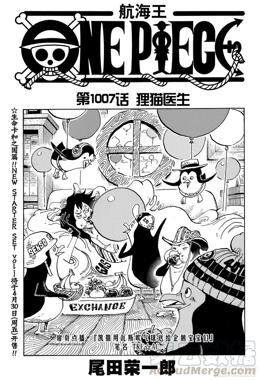 航海王免费完整版全集免费播放漫画,第1007话 狸猫医生1图